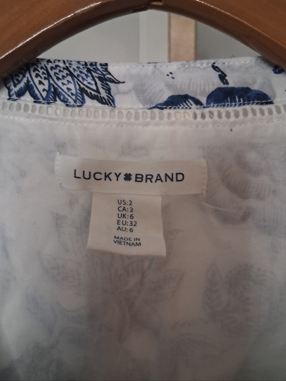 Lucky Brand Size Small Blue And White Patterned Dress Size 2 - Picture 2 of 4